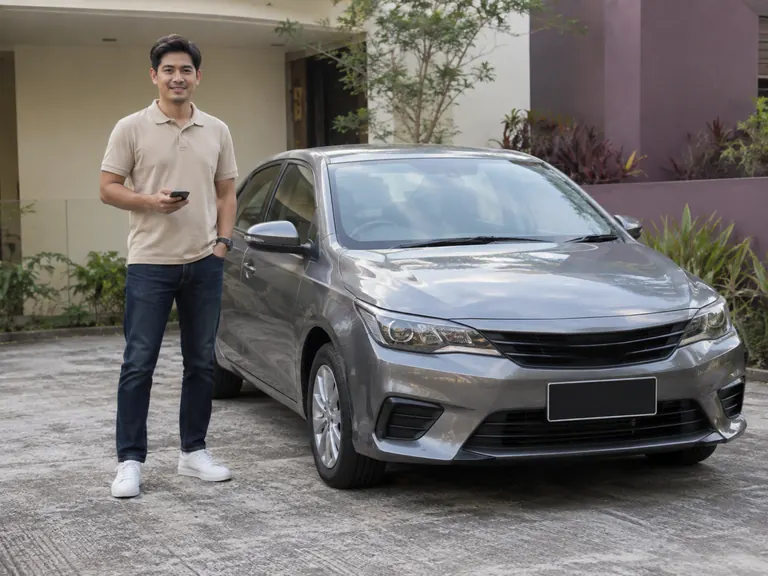 Pelanggan mempertimbangkan soalan tentang foto kereta.